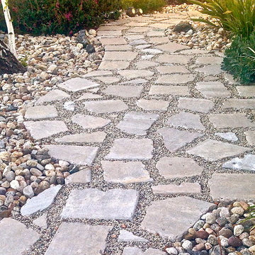 Drought Tolerant Landscape with broken concrete paving and permeable fill