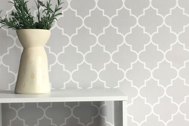 Grey and White Moroccan Print Wallpaper