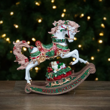 9" Musical and Animated Christmas Rocking Horse Figure
