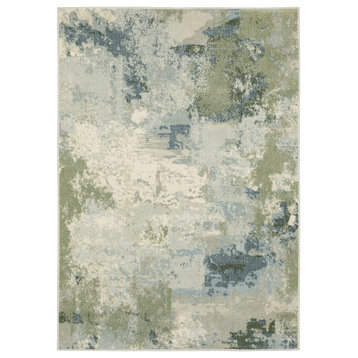 Bastian Contemporary Abstract Blue/ Green Indoor Area Rug, Blue, 6'7"x9'2"