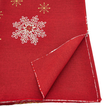 Snowflake Design Table Linens, Red, 70"x70"