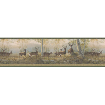 Storrie Green Deer Border Wallpaper, Bolt