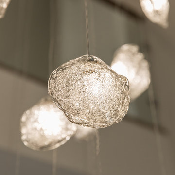 CRYSTAL SHELL | Custom Blown Glass Foyer Chandelier | Modern Foyer Light