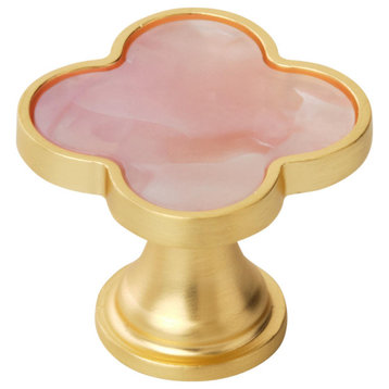 Cabinet Knobs, 2 Pack, Gold/Pink