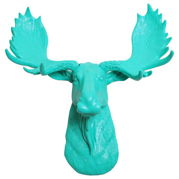 Mini Faux Moose Head Wall Mount, Turquoise