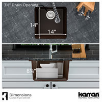 Karran Undermount Quartz Composite 17" Bar Single Bowl Sink, Brown