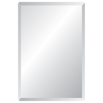 Rectangle Frameless Mirror with Polished Beveled Edges, 18"x40"