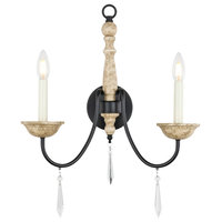 Weathered Dove And Black Finish 2-Light Wall Sconce