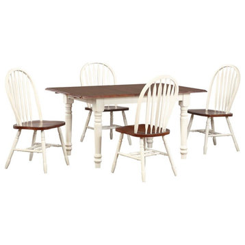 Sunset Trading Andrews 5-Piece 60" Arrowback Extendable Wood Dining Set in White