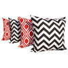 Chevron Black And Nicole Rojo Red And White Outdoor Throw Pillows, Set of 4