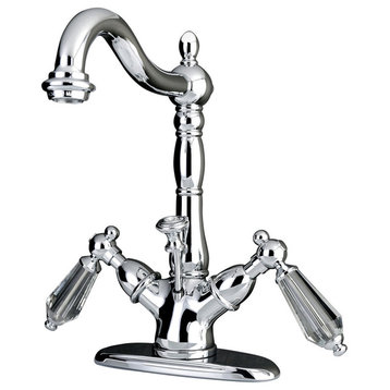 Kingston Brass Two-Handle Bathroom Faucet With Brass Pop-Up, Polished Chrome