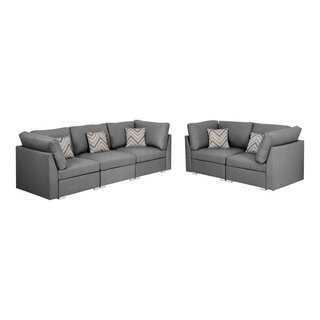 Venice Gray Leather-Match Power Reclining Sofa with Left-Facing