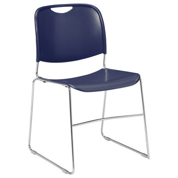NPS 8500 Series 31" Modern Ultra-Compact Plastic Stack Chair in Navy Blue