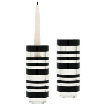 Dimond Home 980001/S2 Small Sliced Tuxedo Crystal Candleholders, Set of 2