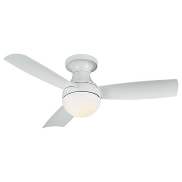 Orb Indoor/Outdoor Smart Compatible Flush Mount Ceiling Fan 54" Matte White, LED