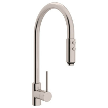 Rohl Pirellone Single-Lever Handle Pull-Down Kitchen Faucet, Satin Nickel