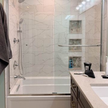 Bathroon Remodel with Hearth Stained Vanity, Tiled Shower and Intelligent Toilet