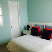 Lt TEAL painted walls etc