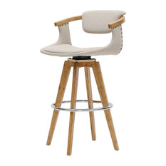 New Pacific Direct Inc. - Darwin Fabric Bamboo Bar Stool, Stokes Linen Beige - Bar Stools and Counter Stools