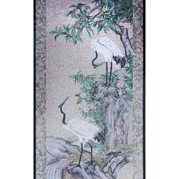 Red Crowned Cranes - Mosaic Mural