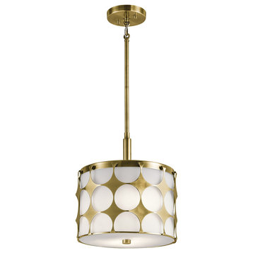 Kichler Charles 2 Light Natural Brass With Linen Shade Pendant