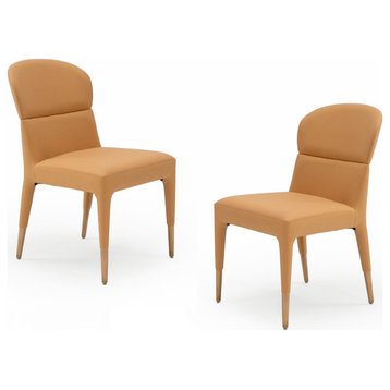 Modrest Ogden Modern Orange and Rosegold Dining Chair, Set of 2