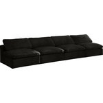 Meridian Furniture - Cozy Velvet Upholstered Comfort Modular Armless Sofa, Black - Bring home this Cozy armless sofa for a fresh new look. Embrace casual elegance with this Cozy velvet cloud-like comfort modular fiber-filled seating option. Handsome from all angles, this piece features soft black velvet upholstery to make it an easy fit in any room. This modular piece can be combined with other items in the Cozy collection to create a seating group of your dreams. The cushions on this piece are exceptionally comfortableand filled with fiber for luxury that you deserve as you rest and relax.