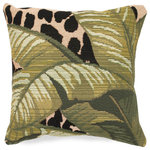 Liora Manne - Marina Safari Indoor/Outdoor Pillow, Green, 18" Square - Our Safari features a bold animal print with tropical leaves. Masterfully woven of 100% weather-resistant soft polypropylene face which creates the perfect soft touch for this pillow.