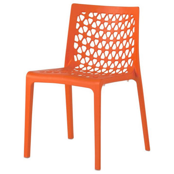 Strata Furniture Milan Weatherproof Polypropylene Chair in Orange (Set of 2)
