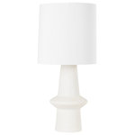 Hudson Valley Lighting - Ramapo 1 Light Table Lamp - Clean lines, a sleek silhouette and an all-white color scheme make this modern table lamp extremely useable on surfaces throughout the home. The ceramic pale flax base adds a warm, earthy element and a subtle texture.