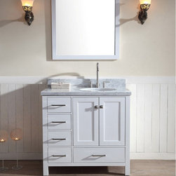 37 inch Single Sink Bathroom Vanity Set in White Finish - Bathroom Vanities And Sink Consoles
