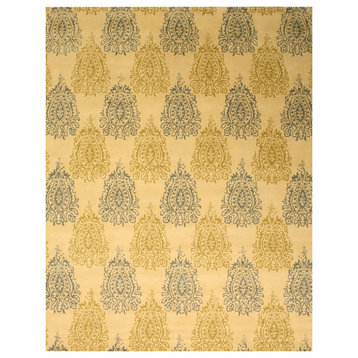 Hand-Tufted Wool Ivory Transitional Abstract Royal Paisley Rug, 5' X 8'