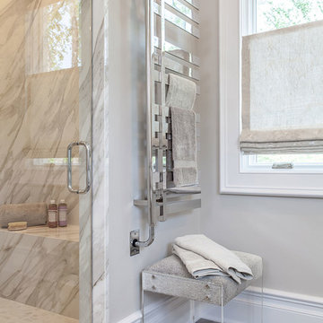 Heated Towel Rack Above Acrylic Bench