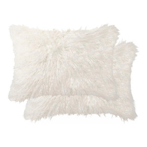 Belton Faux Fur Pillows Set Of 2 Off White 18 X18