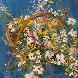 Fleurs de Printemps au Fond Bleu - Artwork