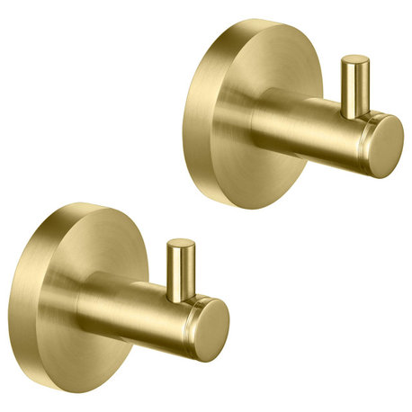 Circular Bathroom Towel & Robe Hook 2 Count, Brushed Gold