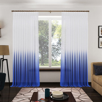 Pinch Pleat Drapery from Blue Ombre Sheer Fabric