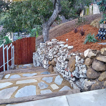 Custom Outdoor Steps--Decomposed Granite, Flagstone & Railroad Ties