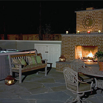 Outdoor Living with Fireplace and Hot Tub