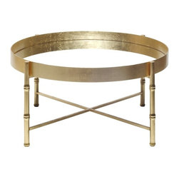 Worlds Away Margaret Gold Round Coffee Table - Coffee Tables