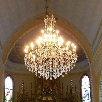 45-Light Antique Bronze Crystal Cast Brass Chandelier, Clear