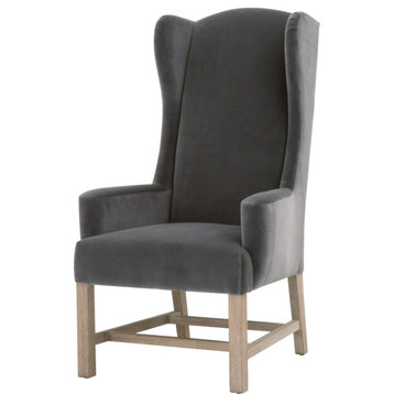 Bennett Arm Chair - Natural Gray, Dark Dove Velvet