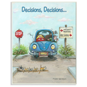 Stupell Industries Decisions Funny Family Golf Cartoon Sports Design, 13"x19"