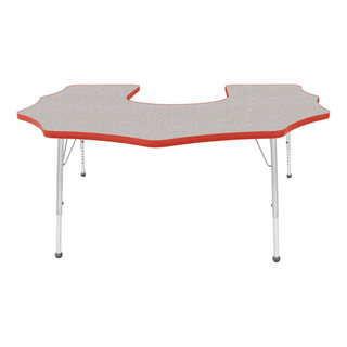 Berries Horseshoe Activity Table - 60 X 66, Mobile - Driftwood Gray/