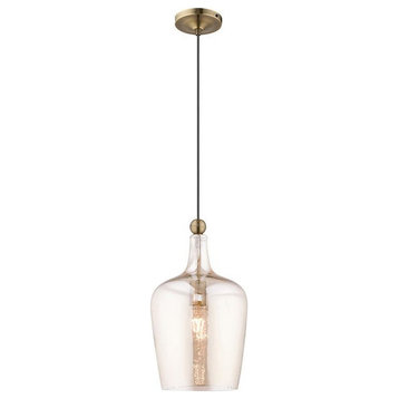1 Light Mini Pendant in Coastal Style - 9.25 Inches wide by 18.5 Inches