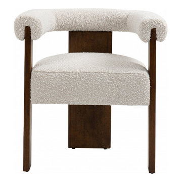 Meridian Barrel Cream Boucle Fabric Dining Chair