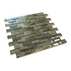 Grey and Golden Modern Art Glass Mosaic Tiles (Brick Pattern & Glass) - Home Accessories & Decor