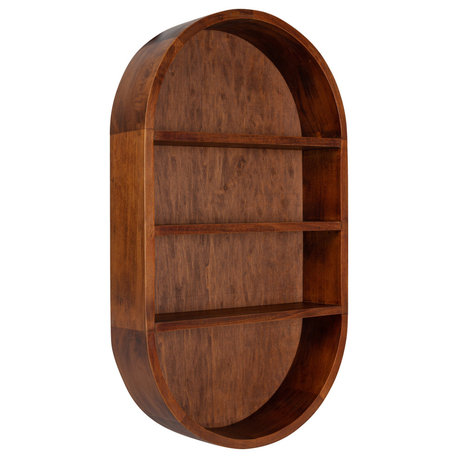 Hutton Wood Capsule Wall Shelf, Walnut Brown, 16x28