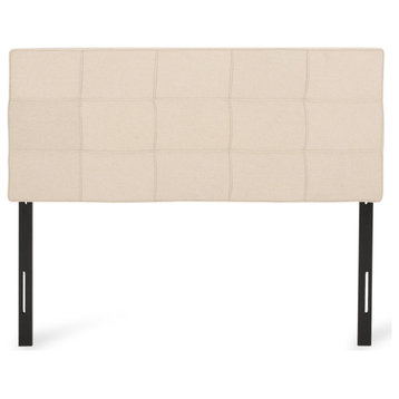 Laila Contemporary Upholstered Queen/Full Headboard, Beige/Black