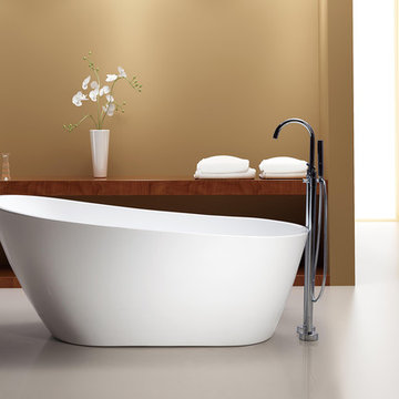Azzuri Marisol 67" Free Standing Acrylic Soaking Tub with Rear Drain, Pop-up Dra